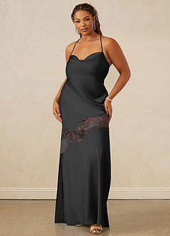 Christian Siriano Bridal for Azazie 1012 Bridesmaid Dresses Black Sheath Lace Stretch Satin Dress image10