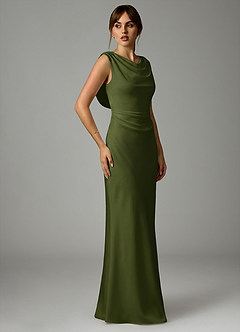 Azazie Kieryn Brudepigekjoler Havfrue Plisseret Stræk satin Gulv-længde Kjole image4