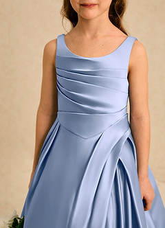 Azazie Audrey Flower Girl Dresses Ice A-Line Pleated Matte Satin Dress image5