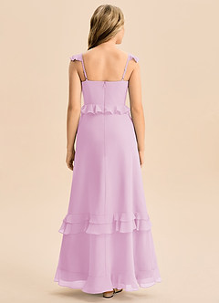 Azazie Tavie Junior Vestido de Rosa Caramelo de Gasa de Corte en A con Volante image2