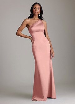 Azazie Voni Abiti da Damigella Abito Sirena in Raso Elasticizzato Monospalla Rosetta image5