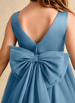 Azazie Winnie Blumenmädchenkleider Ballkleid Schleifen Tüll Kleid Stahlblau image7