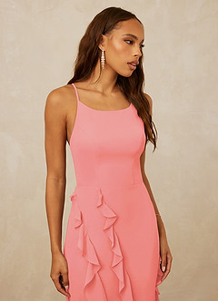Christian Siriano Bridal for Azazie 1006 Bridesmaid Dresses Coral Mermaid Ruched Chiffon Dress image6