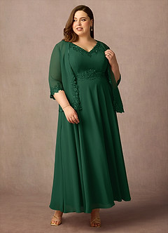 Azazie Devana Mother of the Bride Dresses Dark Green A-Line Sequins Chiffon Dress image11