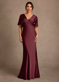 Azazie Dosia Kleider für die Brautmutter Etui Plissee Stretch-Satin Kleid Cabernetrot image1
