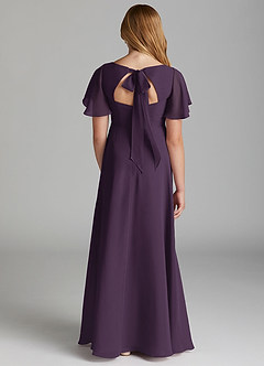 Azazie Kimber Junior Vestido de Ciruela de Gasa de Corte en A con Plisado image2