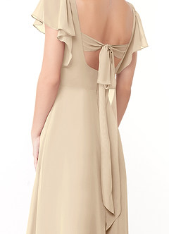 Azazie Syenna Bridesmaid Dresses Champagne A-Line Ruched Chiffon Dress image3