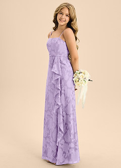Azazie Kaylee Junior Lilac A-Line with Belt Floral Burnout Dress image5
