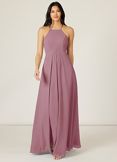 Azazie Sarah Bridesmaid Dresses Vintage Mauve Empire Pleated Chiffon Dress image1