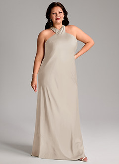 Azazie Doretta Bridesmaid Dresses Frost Mermaid Pleated Stretch Satin Dress image10