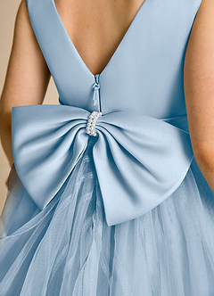 Azazie Pear Flower Girl Dresses Powder Blue Ball-Gown Bow Tulle Dress image6