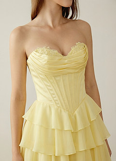 Bastet Yellow Ruffled A-line Prom Dress image5