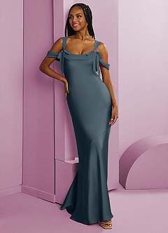 Barbie ♥ Azazie Bridesmaid Dresses Twilight Sheath Pleated Stretch Satin Dress image10