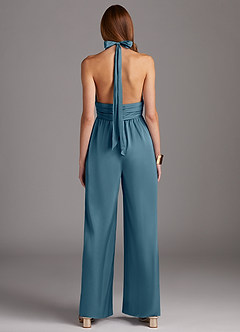 Azazie Oli Bridesmaid Dresses Bermuda Pleated Stretch Satin Jumpsuit image2