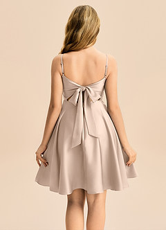 Azazie Miko Junior English Rose A-Line Pleated Stretch Satin Dress image2