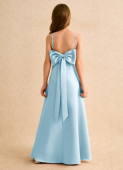 Azazie Joella Girls Formal Abiti da Ragazza di Fiori Abito A-Line in Raso Opaco Plissettato Azzurro image1