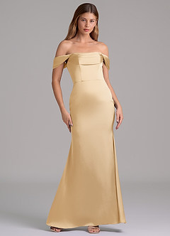 Azazie Miley 신부 들러리 드레스 인어 오프 더 숄더 스트레치 새틴 바닥 길이 드레스 image6