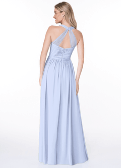Azazie Jaclyn Bridesmaid Dresses Ice A-Line Pleated Chiffon Dress image2