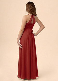 Azazie Ginny Junior A-Linie Plissee Chiffon Kleid Terrakotta image2