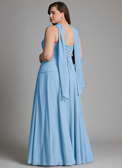 Azazie Gabriela Bridesmaid Dresses Powder Blue A-Line Corset Chiffon Dress image14