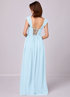 Barbie ♥ Azazie Robes de demoiselle d'honneur Robe Trapèze en Mousseline de soie Corset Bleu Ciel image12