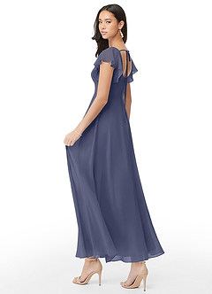 Azazie Bondi Jurken voor bruidsmeisjes Jurk van Chiffon met A-Lijn Ruches Stormachtig image4