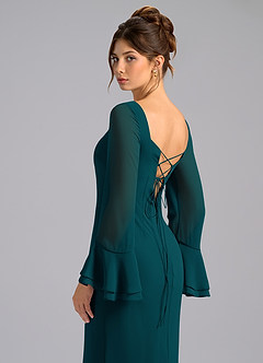 Azazie Leone Bridesmaid Dresses Pine Mermaid Corset Chiffon Dress image2