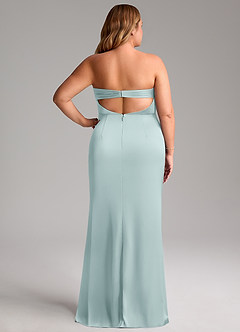 Azazie Leonis Robes de demoiselle d'honneur Robe Sirène Convertible en Satin extensible Plissée Brume image9