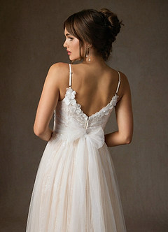 Azazie Zenia Hochzeitskleider A-Linie Tüll Kleid Diamantweiß Champagner image6