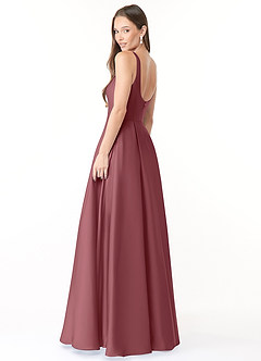Azazie Neve Brautjungfernkleider Ballkleid mit Taschen Stretch-Satin Kleid Wüstenrose image4