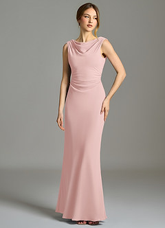 Azazie Kieryn Brudtärnklänningar Klä av Sjöjungfru i Chiffong Plisserad Puderrosa image1