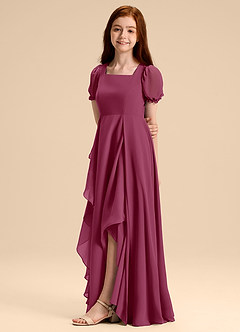Azazie Priya Junior Abito A-Line in Chiffon Blusa Gelso image4