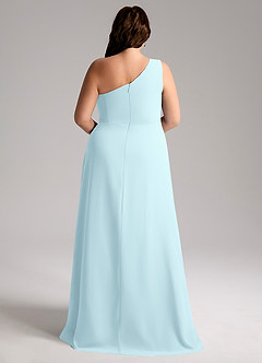 Azazie Brooke Robes de demoiselle d'honneur Robe Trapèze en Mousseline de soie Une épaule Bleu Nuage image9