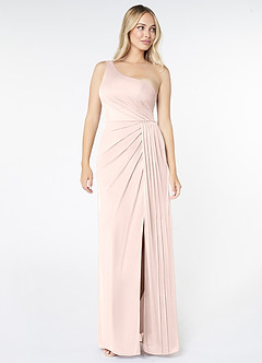 Azazie Jhene Final Sale Vintage Mauve Sheath One Shoulder Mesh Dress image3