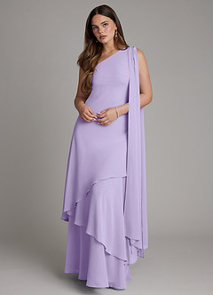 Azazie Monique Bridesmaid Dresses Lilac A-Line One Shoulder Chiffon Dress image1