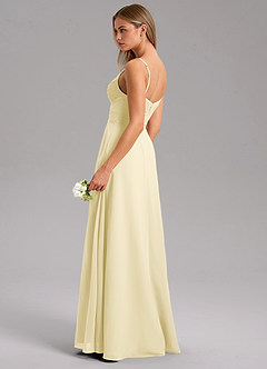 Azazie Terese Bridesmaid Dresses Lemon Sorbet A-Line Pleated Chiffon Dress image5