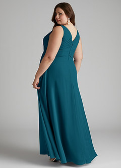 Azazie Flora Bridesmaid Dresses Ink Blue A-Line Pleated Chiffon Dress image11