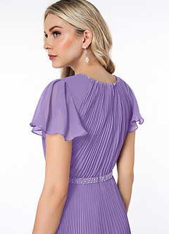 Azazie Kara Modest Bridesmaid Dresses A-Line Pleated Chiffon Floor-Length Dress image6