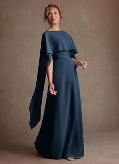 Azazie Marilla Mother of the Bride Dresses Dark Navy A-Line Pleated Chiffon Dress image2