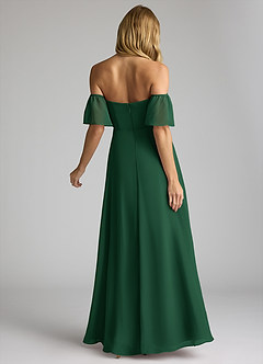 Azazie Sue Bridesmaid Dresses Dark Green A-Line Off the Shoulder Chiffon Convertible Dress image4
