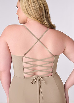Barbie ♥ Azazie Bridesmaid Dresses Taupe Sheath Corset Chiffon Dress image8