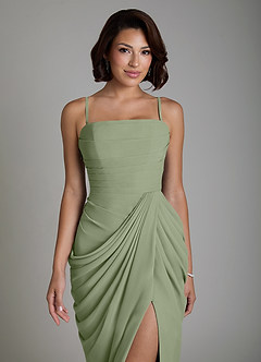 Azazie Nyra Bridesmaid Dresses Pistachio Sheath Corset Chiffon Dress image3