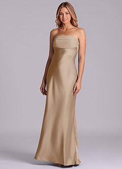 Azazie Ailanie Brudtärnklänningar Klä av Tubklänning i Stretch Satin Axelbandslös Taupe image1