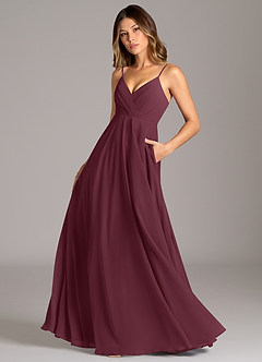Azazie Amani Bridesmaid Dresses Cabernet A-Line Pleated Chiffon Dress image1