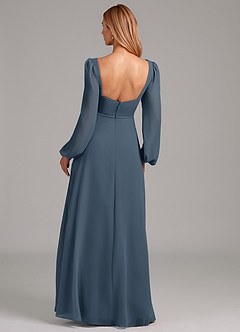 Azazie Simone Bridesmaid Dresses Neptune A-Line Long Sleeve Chiffon Dress image2