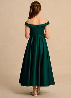 Azazie Teeny Junior Formal vestidos de niña de las flores Vestido de Pino de Satin Mate de Corte En A con Plisado image2