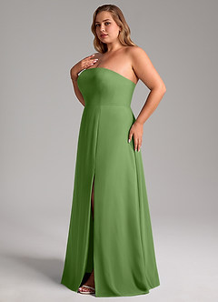 Azazie Wren Robes de demoiselle d'honneur Robe Trapèze Convertible en Mousseline de soie Fente Latérale Basilic image12