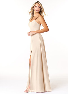 Azazie Moira Bridesmaid Dresses White Alabaster A-Line Scoop Chiffon Dress image2