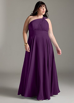Azazie Charlize Bridesmaid Dresses Grape A-Line One Shoulder Chiffon Dress image9