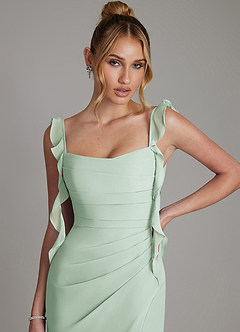 Azazie Jessamine Abiti da Damigella Abito Sirena in Chiffon Corsetto Agave image3
